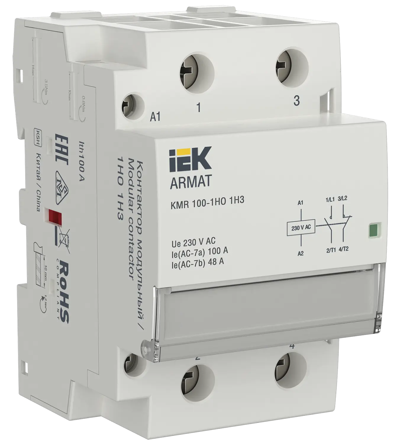 ARMAT Контактор модульный KMR 100А 230В AC 1НО 1НЗ IEK