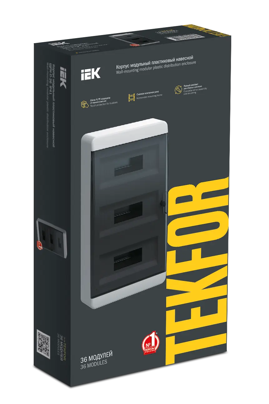TEKFOR Корпус пластиковый ЩРН-П-36 IP41 черная прозрачная дверь IEK TEKFOR Корпус пластиковый ЩРН-П-36 IP41 черная прозрачная дверь IEK