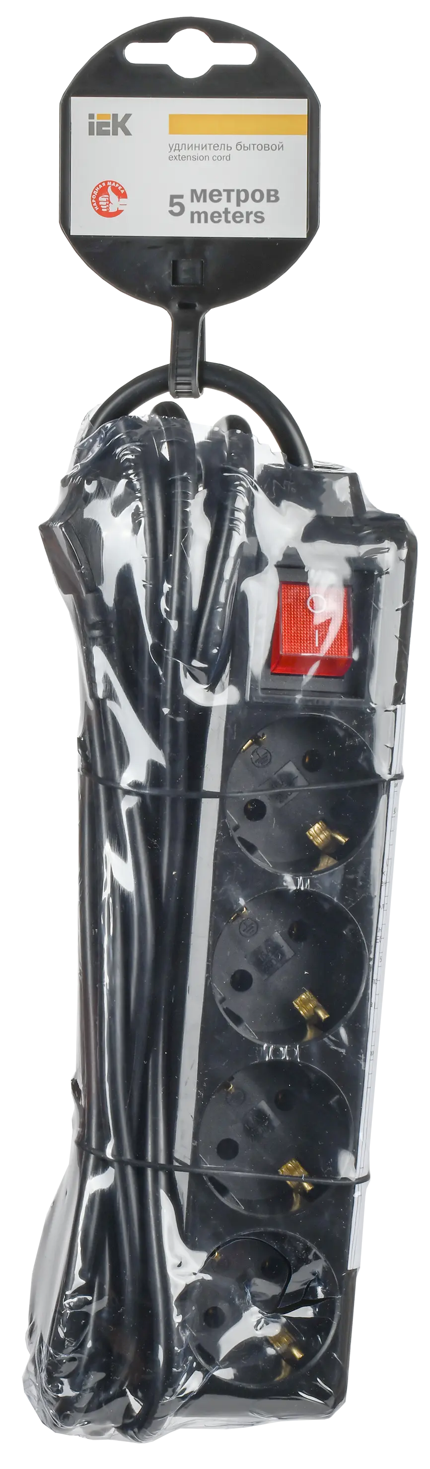 Удлинитель У04К 4 места с заземлением 5м 3х1мм2 16А/250В черный IEK Удлинитель У04К 4 места с заземлением 5м 3х1мм2 16А/250В черный IEK