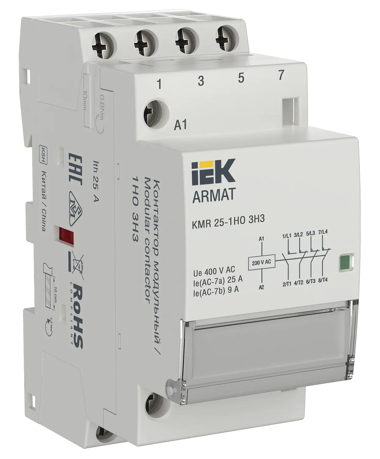 ARMAT Контактор модульный KMR 25А 230В AC 1НО 3НЗ IEK