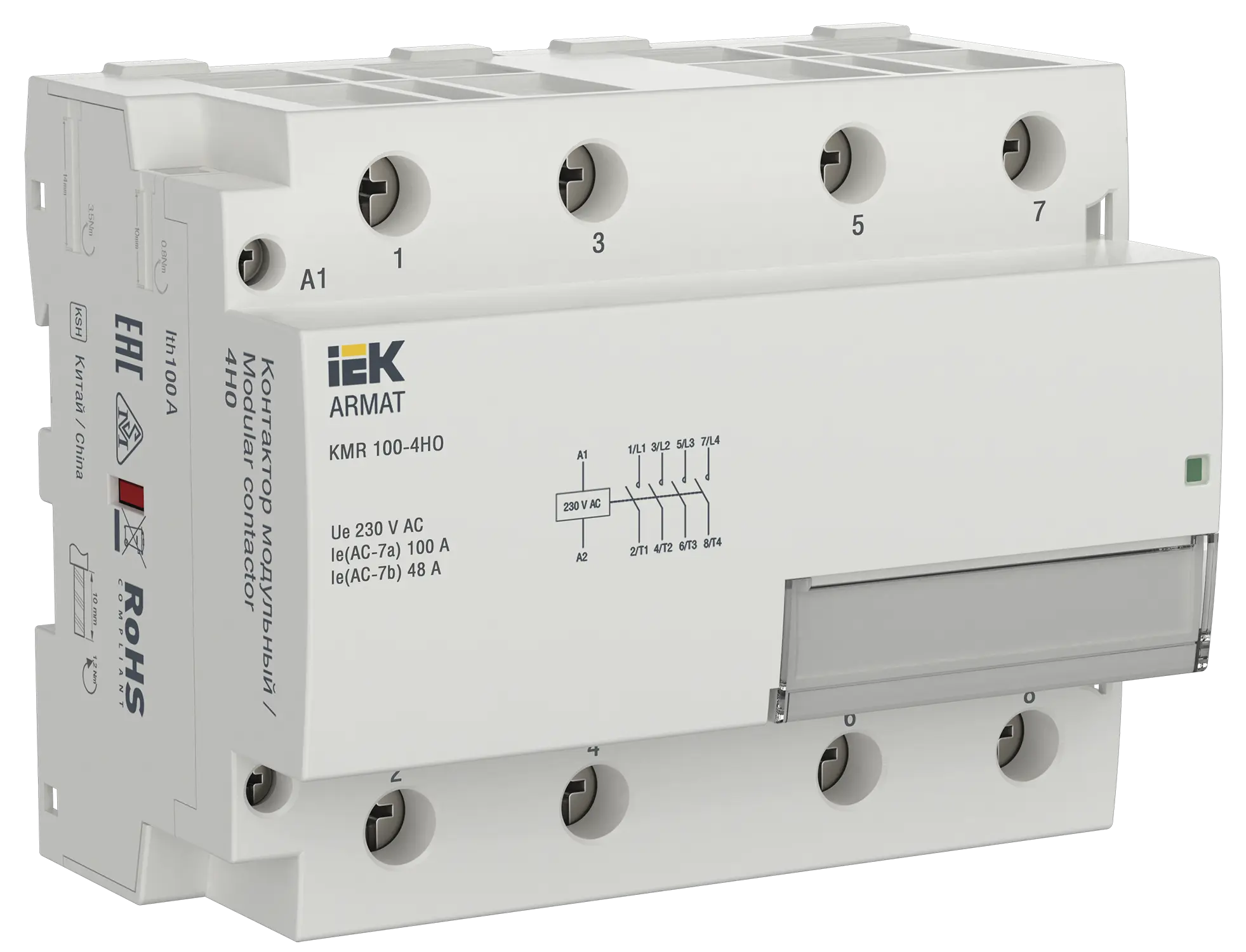 ARMAT Контактор модульный KMR 100А 230В AC 4НО IEK