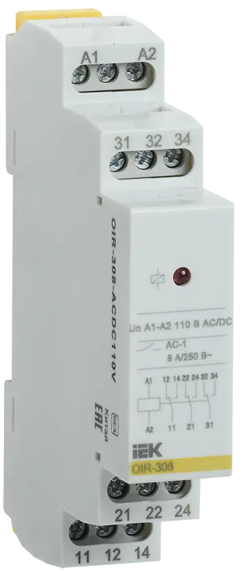 Реле промежуточное модульное OIR 3 контакта 8А 110В AC/DC IEK Реле промежуточное модульное OIR 3 контакта 8А 110В AC/DC IEK