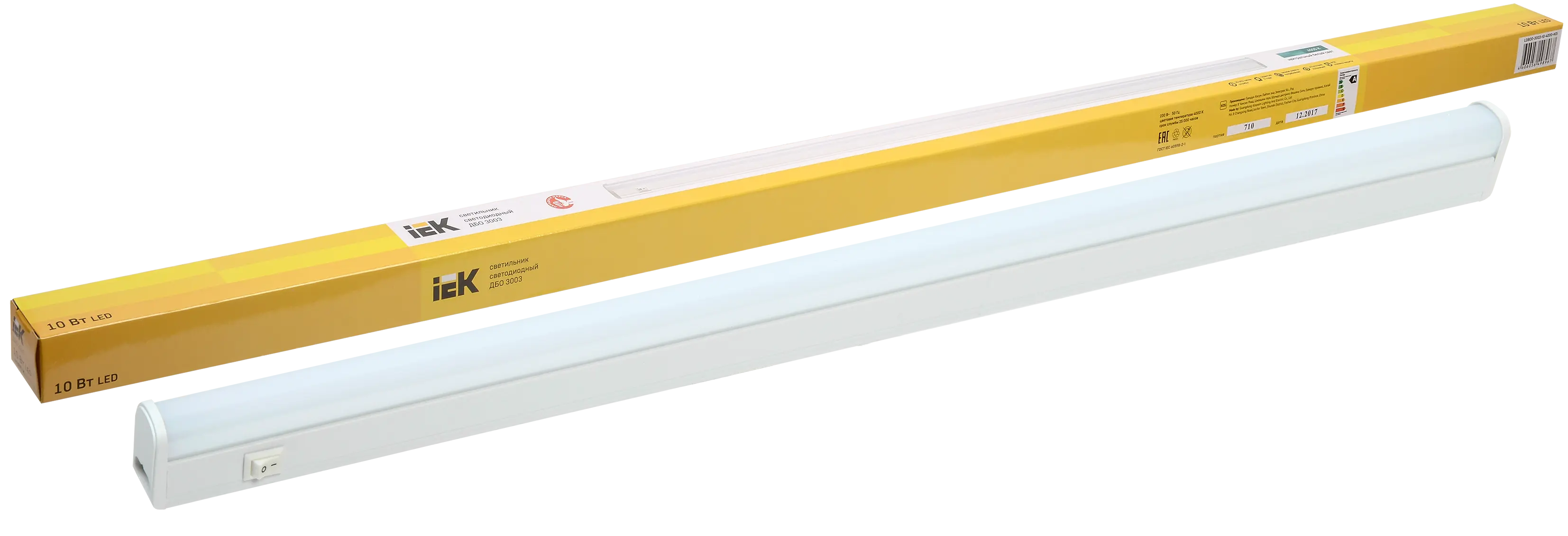 Светильник светодиодный линейный ДБО 3003 10Вт 4000К IP20 872мм пластик IEK Светильник светодиодный линейный ДБО 3003 10Вт 4000К IP20 872мм пластик IEK