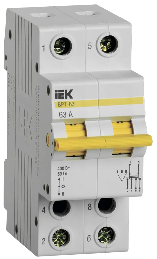 Выключатель-разъединитель трехпозиционный ВРТ-63 2P 63А IEK Выключатель-разъединитель трехпозиционный ВРТ-63 2P 63А IEK