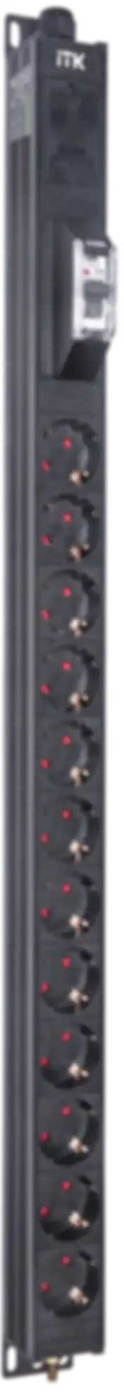 ITK BASE PDU вертикальный PV0111 18U 1 фаза 16А 12 розеток SCHUKO (немецкий стандарт) кабель 2,6м вилка SCHUKO (немецкий стандарт)