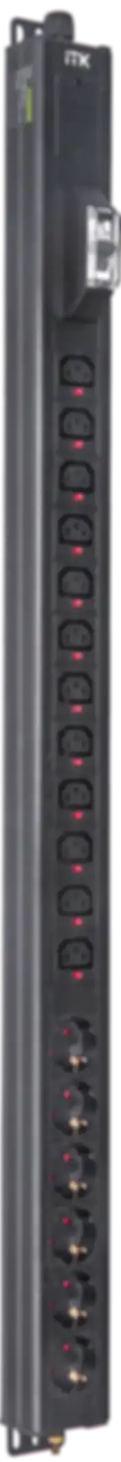 ITK BASE PDU вертикальный PV1111 23U 1 фаза 16А 6 розеток SCHUKO (немецкий стандарт) + 12 розеток C13 кабель 2,6м вилка SCHUKO (немецкий стандарт)